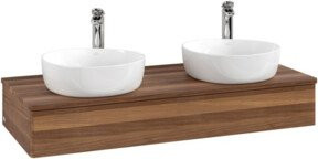 V&B Waschtischunterschrank Antao mit Beleuchtung, Farbe Walnuss und Weiß, B/T/H: 120 x 50 x 19 cm - Bild 1