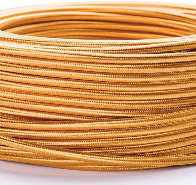 Orion Lightstyle Textilkabel 3-adrig in Gold als Meterware im Retro-Design - Bild 1