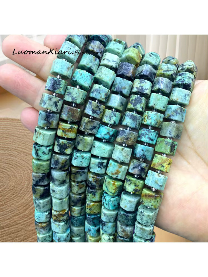 LUOMAN XIARI Rohsteinperlen Afrikanischer Türkis, 8x11mm, Unisex - Bild 2