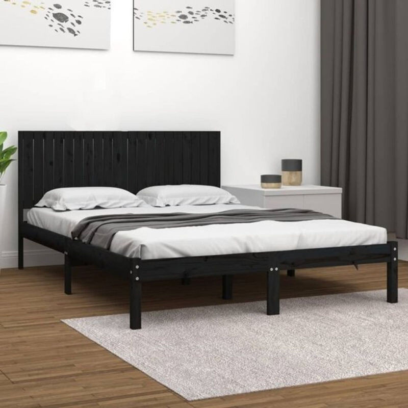 Massivholzbett Vidaxl aus Kiefer in Schwarz, Modern und Minimalistisch, B: 200 cm, T: 200 cm - Bild 1