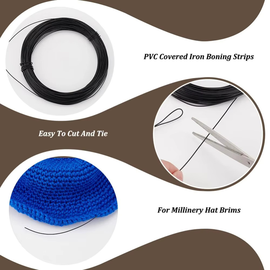 Schwarzer Millinery-Draht für DIY-Nähzubehör und Blumenarbeiten, 50 m Länge, Durchmesser: 1 mm, Farbe: Schwarz - Bild 4