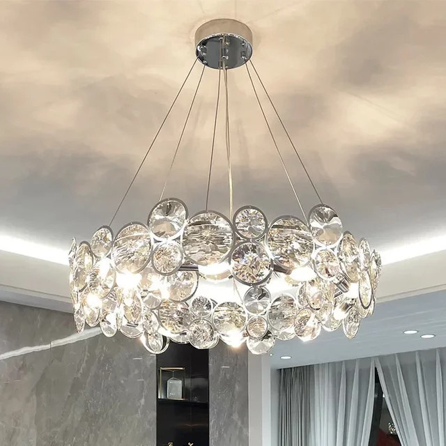 TAONUANSHU Ring Licht Kristall Kronleuchter in Silber und Transparent für Wohnzimmer und Schlafzimmer - Bild 1