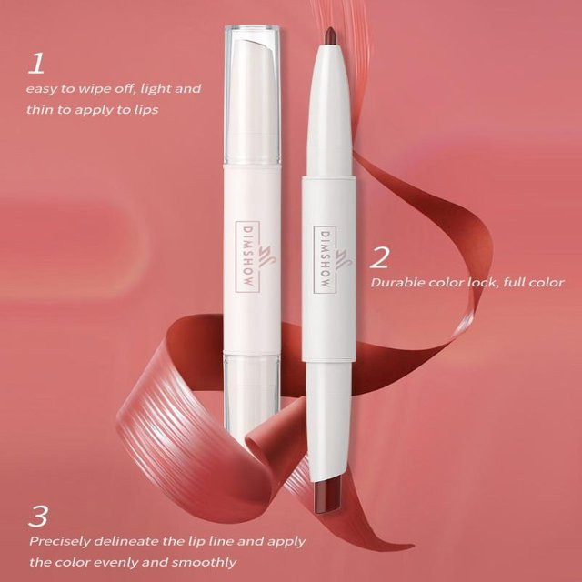 DIMSHOW Lippenstift & Lip Liner 2-in-1, Rot, Matt - Bild 1