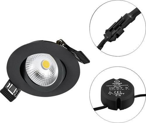 EVN S060902 LED-Einbauleuchte Schwarz, 6W, dimmbar, IP54, rund - Bild 1