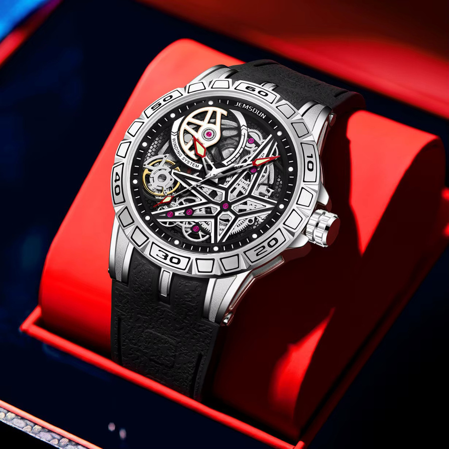 STARPERISH Armbanduhr Quarz, Skelett, Edelstahl, Kautschuk, Herren, Schwarz - Bild 3