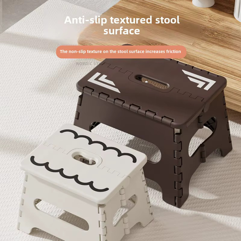 JIAYUAN Klapphocker aus ABS in Braun, tragbarer Minihocker mit Sicherheitsschloss und rutschfestem Design für Kinder und Erwachsene - Bild 2