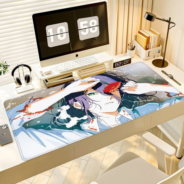 HYBXAXC Mauspad Chainsaw Man Anime Reze Arc, große Schreibtischunterlage aus Gummi, rutschfest und Anti-Fray, Multicolor, B/T: 90 x 40 cm - Bild 1