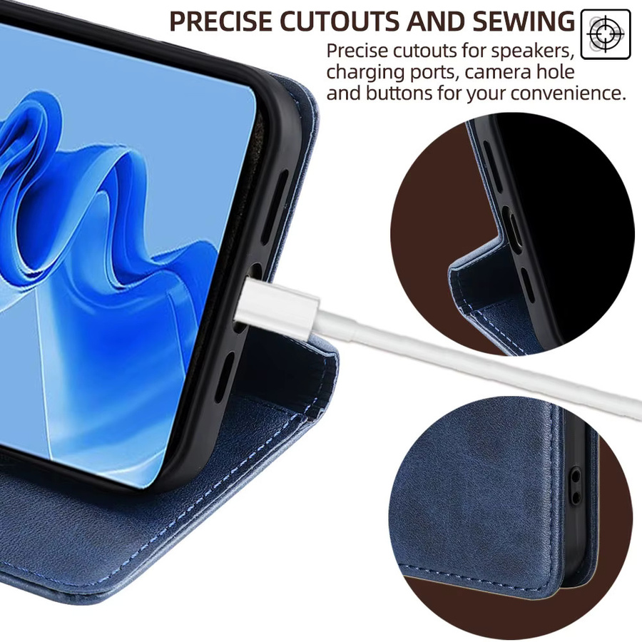 Leder Vollschutzhülle für Itel A50 A50C S24 RS4 P65 P55 Plus Magnetische Flip Wallet Case Book Style Handytasche mit Kartenhalter in Schwarz und Blau - Bild 5