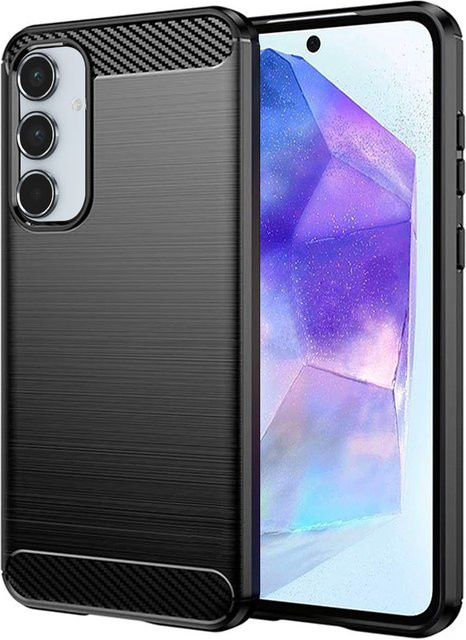 Techsuit Schutzhülle für Samsung Galaxy A55 5G (A556) in Schwarz mit Carbon-Design - Bild 1