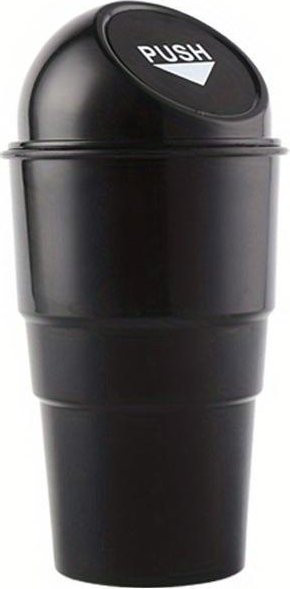 NATAWA Auto-Mülleimer in Becherform mit Deckel und Getränkehalter, wasserdicht, Kunststoff, Schwarz, B/T/H: 15,0 x 9,0 x 6,0 cm - Bild 1