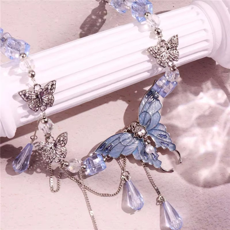 belleper Choker-Halskette, Schmetterling, grüner Kristall, Silber, Damen - Bild 3