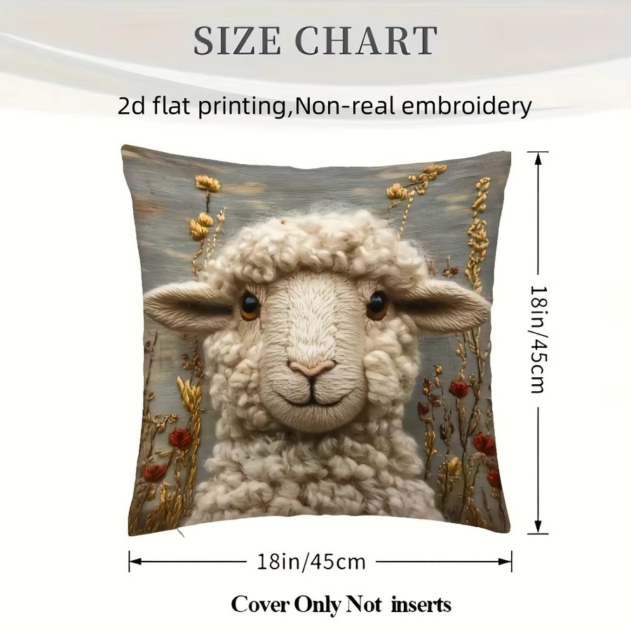 VIKAMA Kissenbezug Schaf mit 2D-Print, doppelseitig bedruckt, Beige, B/B/H: 40 x 40 x 40 cm - Bild 3