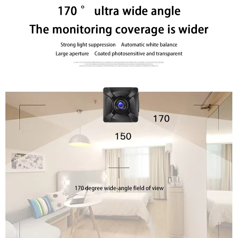 XMSJ Kabellose Mini-WLAN IP-Kamera mit Bewegungserkennung und Fernüberwachung in Schwarz - Bild 2