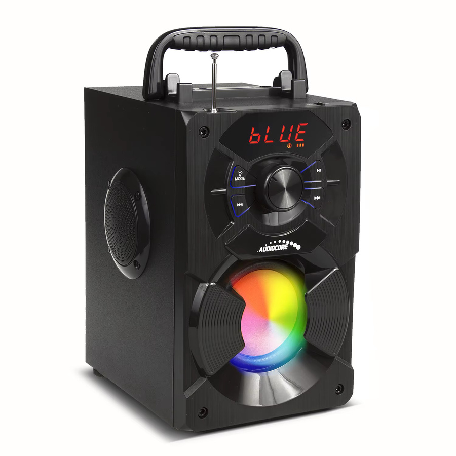 Tragbarer Bluetooth-Lautsprecher Audiocore AC730 in Schwarz mit 2.1 Sound, SD-Radio, USB, Aux-In und Mikrofonanschluss - Bild 2