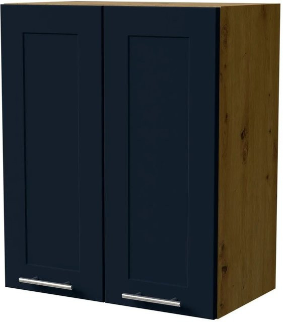 Feldmann-Wohnen Hängeschrank Oslo W3 Küchenschrank Eiche Artisan und Indigo Matt B: 60 cm, T: 32,5 cm, H: 72 cm - Bild 1