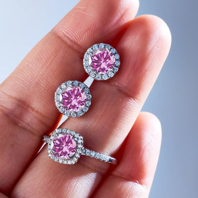 Schmuck-Set Ring und Ohrring, 925 Silber, Moissanit, Damen - Bild 1