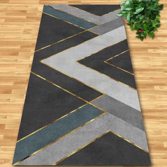 Karpetti Teppichläufer Modern Geometric in Grau, Rutschfest und Waschbar, B/T: 100 x 300 cm - Bild 1