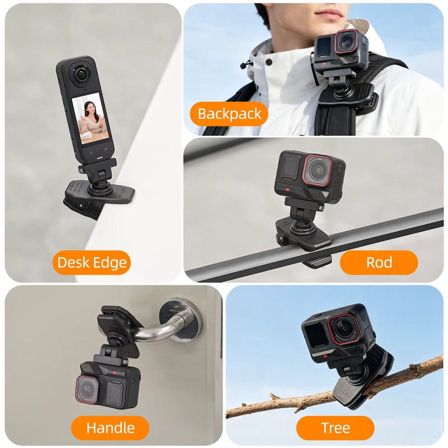 SZKOSTON Magnetischer Schnellverschluss 360 Grad Drehbarer Rucksack-Clip-Verschluss für Insta360 X4 Air X5 Ace Ace Pro2 1 Kamera-Zubehör in Schwarz - Bild 3