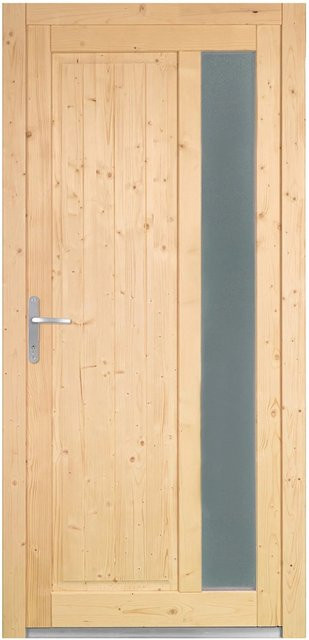 Panto Holz-Nebeneingangstür NET 511 Natur mit Glaseinsatz, Farbe: Braun, B: 98 cm, H: 198 cm, DIN L - Bild 1