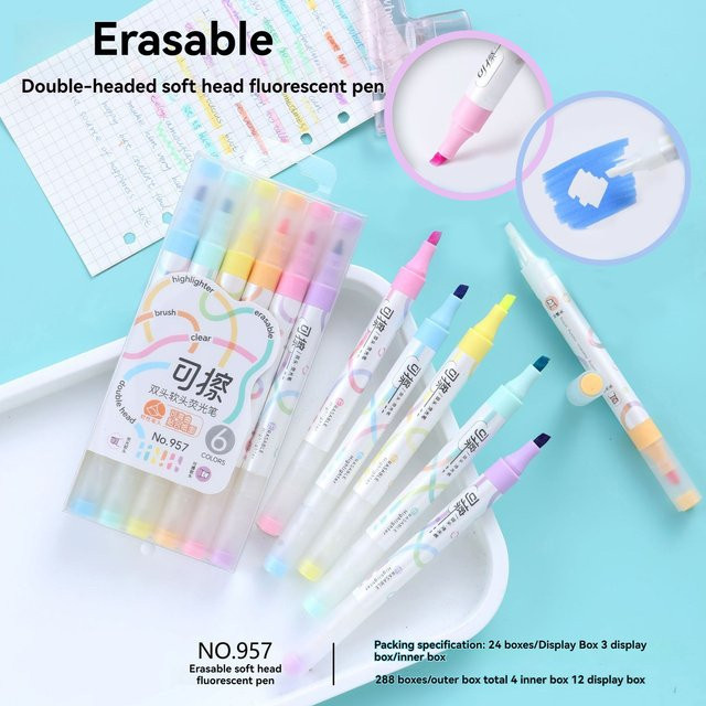 Haile Löschbare Textmarker mit Meißelspitze in Multicolour für die Schule - Bild 1