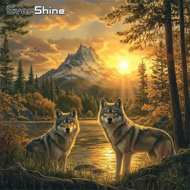Evershine Diamantmosaik DIY Malset Wolf Motiv in Mehrfarbig, Tischmodell mit B/B/H: 20 x 20 x 20 cm - Bild 1