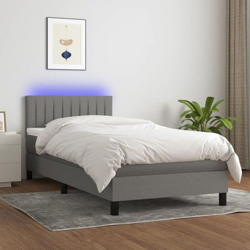 vidaxl Boxspringbett mit Matratze aus Stoff in Anthrazit Grau B/T/H: 90 x 190 x 88 cm - Bild 1