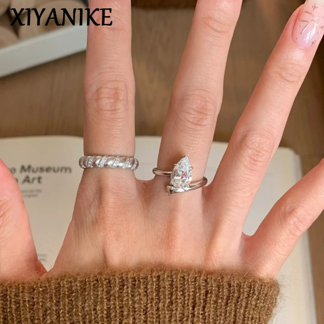 XIYANIKE Manschettenring, Zirkonia, Silber, Damen - Bild 1
