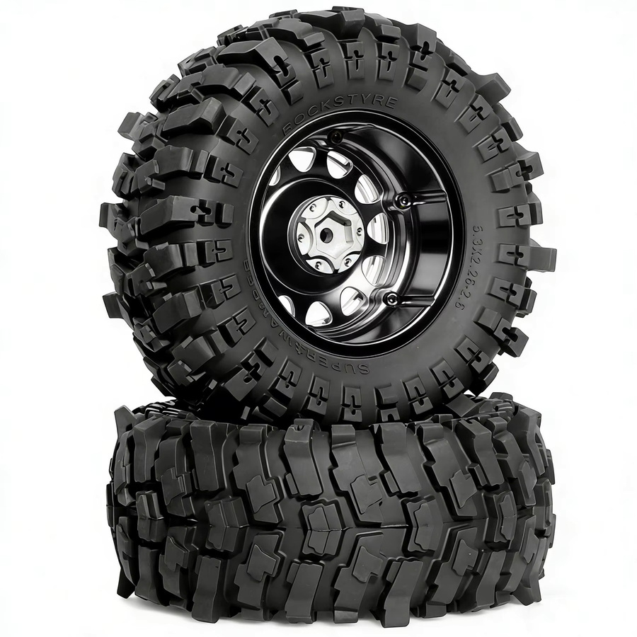 MJX All Terrain Soft Rubber Crawler Autoreifen und Felge, 2,6 Reifen, Schwarz - Bild 6