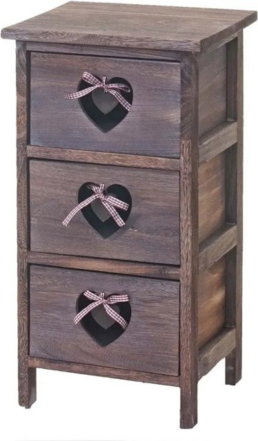 MCW Kommode Sues in Braun mit 3 Schubladen und Herzen im Shabby-Look aus Paulowniaholz, B/T/H: 55 x 29 x 25 cm - Bild 2