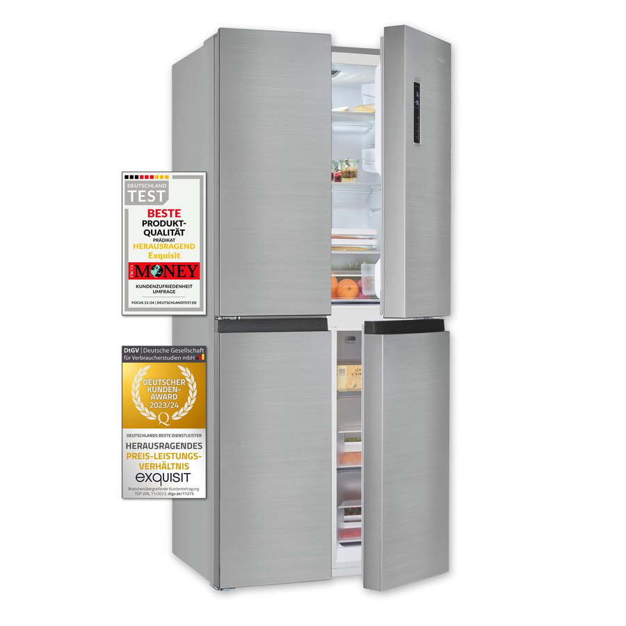 Exquisit Multidoor Kühlschrank MD425-150-040C in Silber Inoxlook mit No-Frost und Dynamic Cooling, B/T/H: 79,5 x 70,0 x 180,0 cm - Bild 2