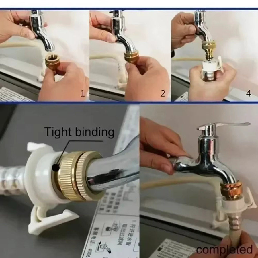 YOCITY Universeller Küchenhahn-Adapter aus Messing in Gold für Wasserhahn-Verbindungen und Gartenbewässerung - Bild 5