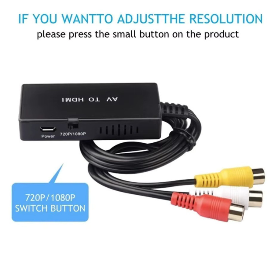 YIGETOHDE RCA zu HDMI Audio Video Konverter AV2HDMI Adapter in Schwarz mit 1080P Unterstützung für PAL/NTSC, kompatibel mit PS2, PS3, XBOX, VHS und Blu-Ray DVD - Bild 2
