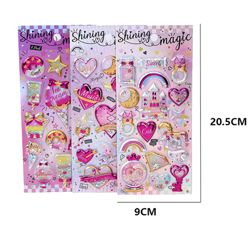 3D Puffy Glitzer-Aufkleber Goldfolie, Schüttelnde Perlen, für Kinder - Bild 2