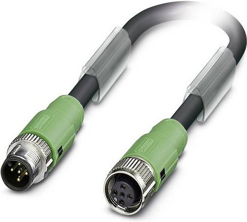 Phoenix Contact 1518449 Sensor-Aktor-Steckverbinder M12 Stecker gerade mit Buchse gerade, 5 Pol, grau/grün, 5,00 m - Bild 1