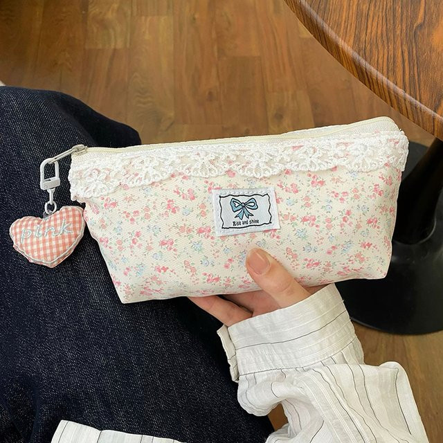 CHENJ Schreibwarenbeutel mit floralem Design und Reißverschluss, bunt, Textil - Bild 1