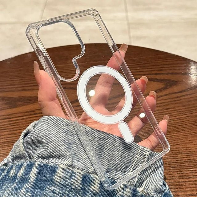MagSafe Magnetische Lade-Telefonhülle für Samsung Galaxy S25 Edge S24 S23 S22 S21 Ultra FE A16 A15 A35 A55 Slim Acryl-Abdeckung in Transparent und Braun - Bild 1