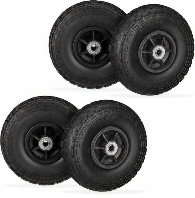 Relaxdays Sackkarrenrad 4er Set aus PU-Gummi in Schwarz, pannensicher, Durchmesser: 26 cm, Breite: 8,5 cm - Bild 1