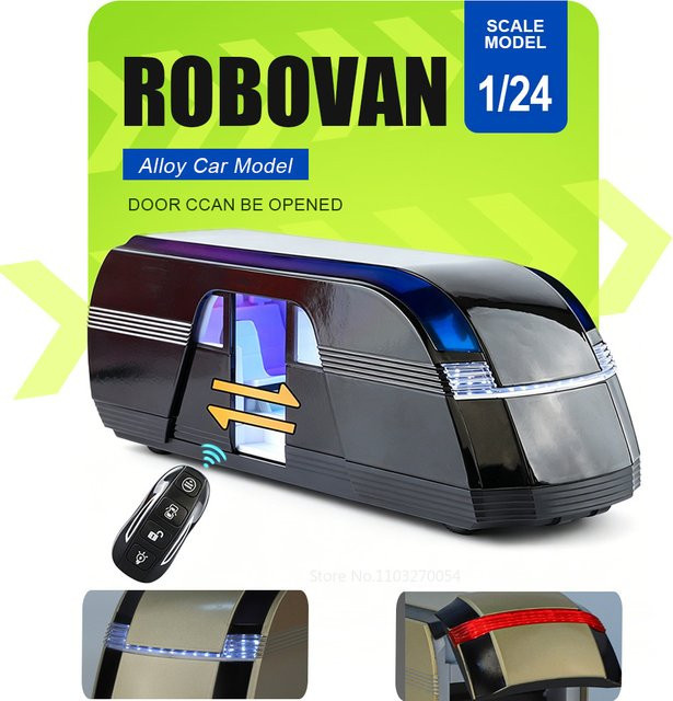 MAKEDA ROBOVAN Pickup, Druckguss-Modellauto, 1:24, mit Stoßdämpfung, öffnenden Türen, Sound und Licht, Rückziehfunktion - Bild 1