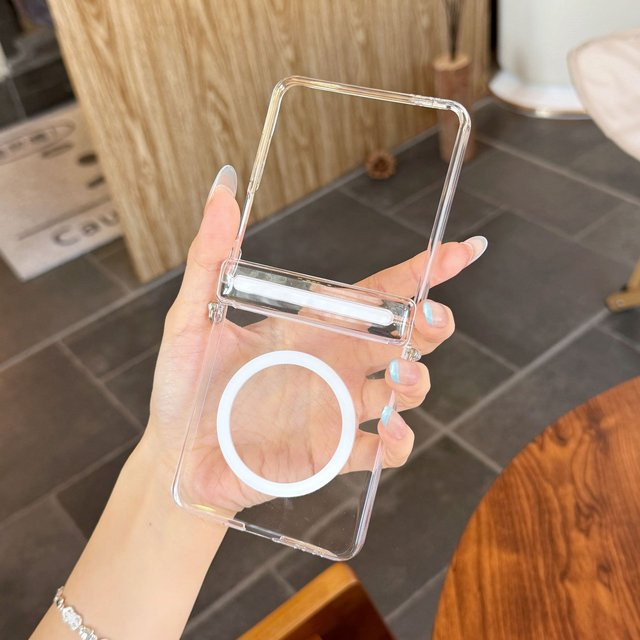 Transparente magnetische Handyhülle für Samsung Galaxy Z Flip 7 5G 2022 aus hartem PC mit Scharnierschutz - Bild 1