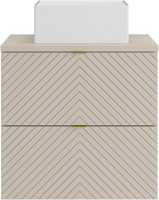 Dorioni Einzelwaschtisch in Beige mit Fischgrätmuster, Breite: 60 cm, Tiefe: 46 cm, Höhe: 61,6 cm - Bild 1