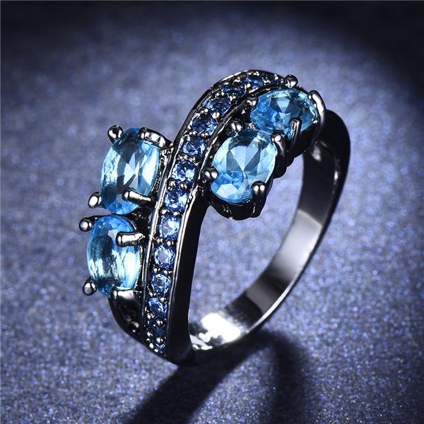 Bamos Vintage-Ring, Kupfer, königsblau, Kristall, Damen, Größe 9 - Bild 3