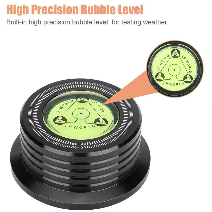 Schwarzer Schallplatten-Stabilisator für LP-Vinyl mit Geschwindigkeitsmessung und Füllstandsanzeige aus Legierung, 60 Hz - Bild 3