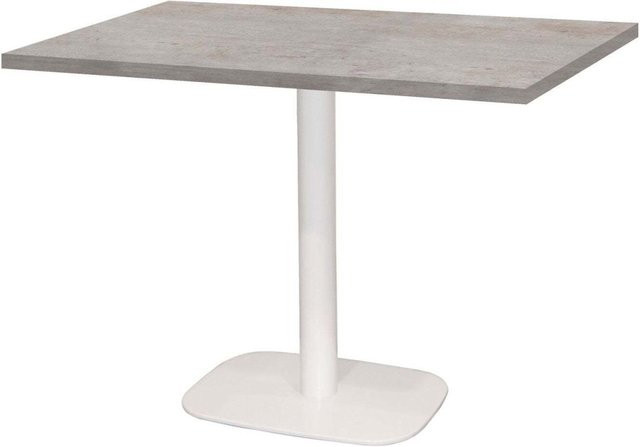 RestooTab Tisch Round rechteckig mit Stein-Dekor, B/T/H: 70 x 120 x 75 cm, Platte grau/beton und Gestell weiß - Bild 1