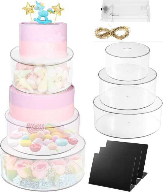 Willstar Kuchen Display Board Rund aus Acryl in Transparent für Dessert und Gebäck auf Hochzeiten oder Geburtstagen - Bild 1
