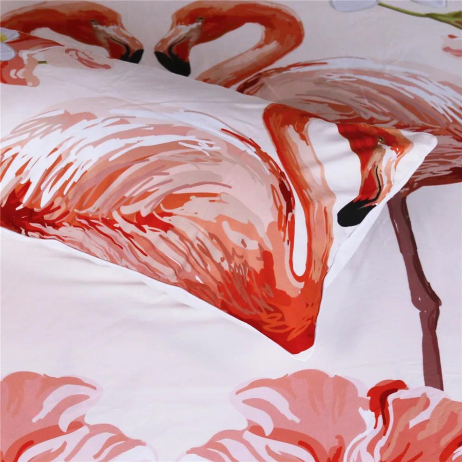 Bettwäscheset mit Flamingo- und Blumenmuster von JMG Household Supplies mit Reißverschluss, erhältlich in verschiedenen Größen wie Single 135 x 200 cm oder Doppelbett 260 x 220 cm - Bild 2