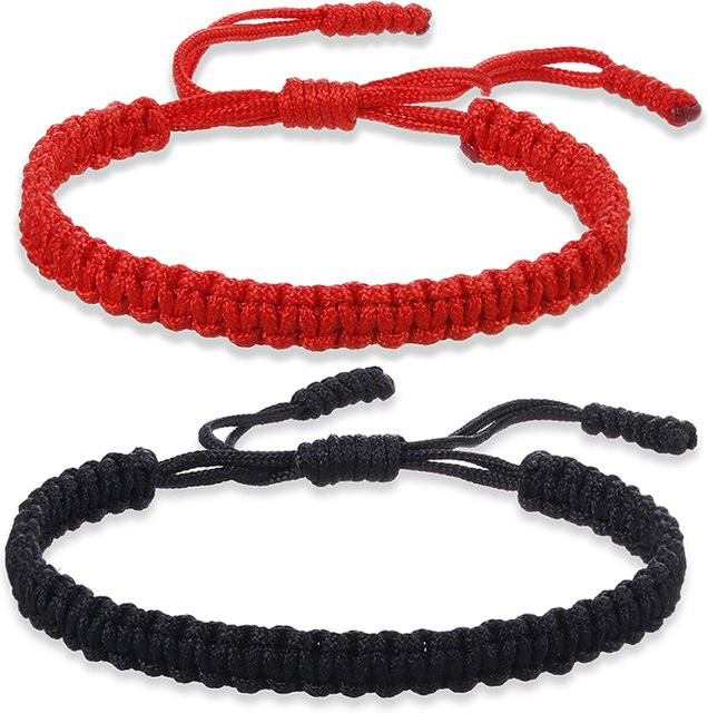 Rinhoo Armband, Seil-Knoten, schwarz, rot, Unisex - Bild 1