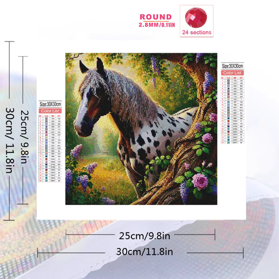 EverShine Diamond Painting Set Pferd und Blumen DIY Mosaik Stickerei für Anfänger in Multicolour - Bild 2