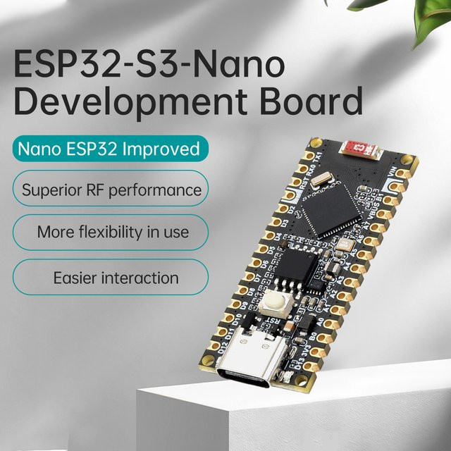 Espressif ESP32-S3 Nano WiFi Bluetooth Entwicklungsboard in Schwarz mit ESP32-S3R8 Modul und Ard IoT Cloud Kompatibilität - Bild 1