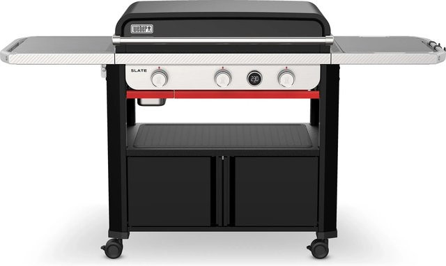 Weber Slate GPD Premium Plancha Gasgrill in Schwarz und Silber mit Gusseisenplatte und Thermometer, Breite: 76 cm - Bild 1