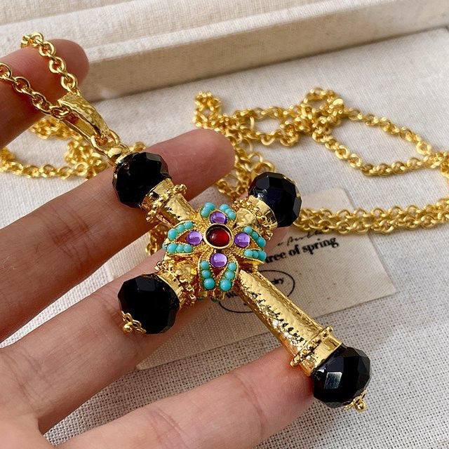 DINGABIYU Halskette, Vintage, Türkis, Diamant, Kristall, Gold - Bild 1